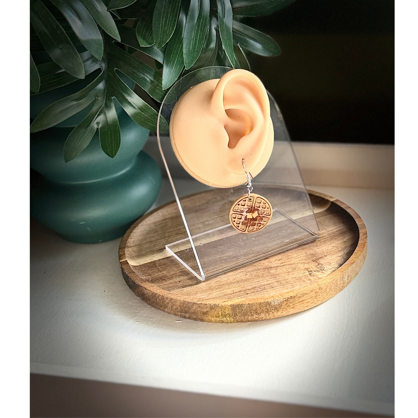 Enchanted Waffle Polymer Clay Dangle Earrings