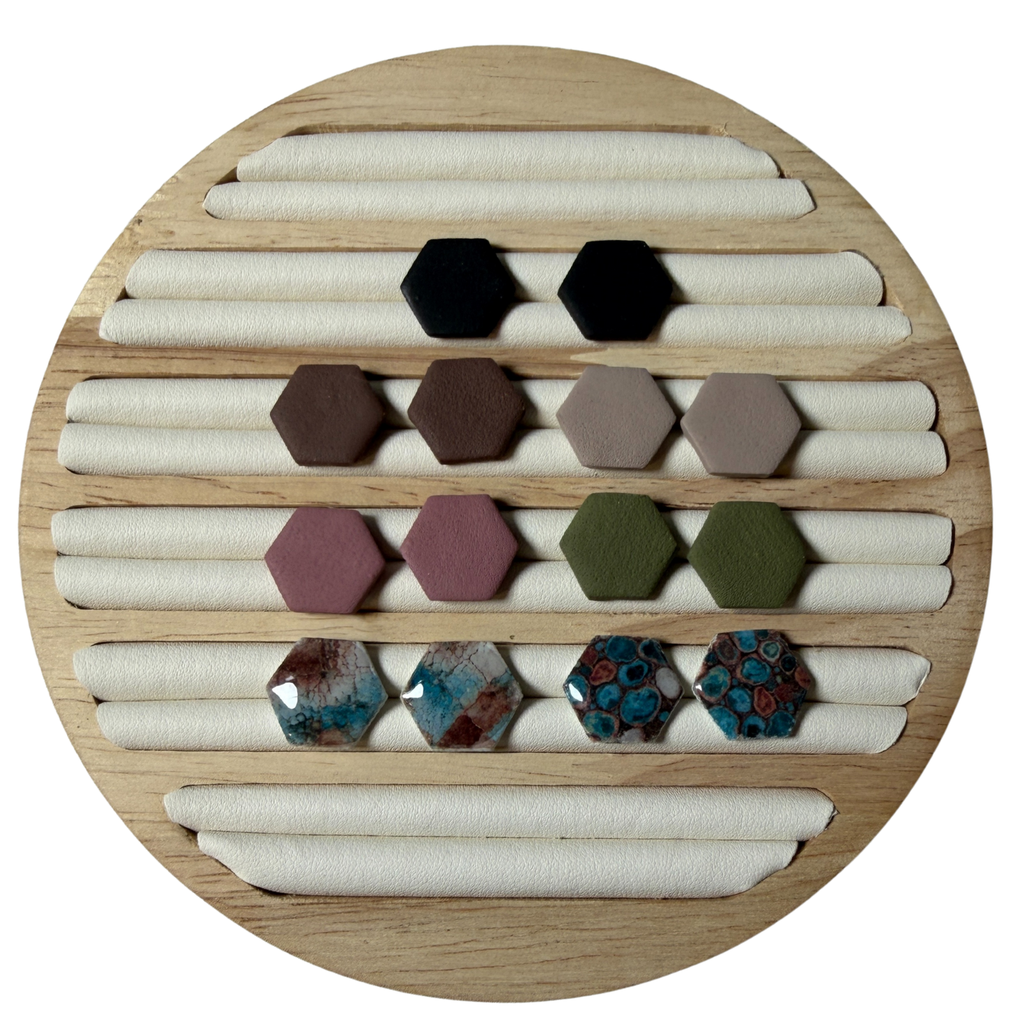 Classic Hex Stud Polymer Clay Earrings