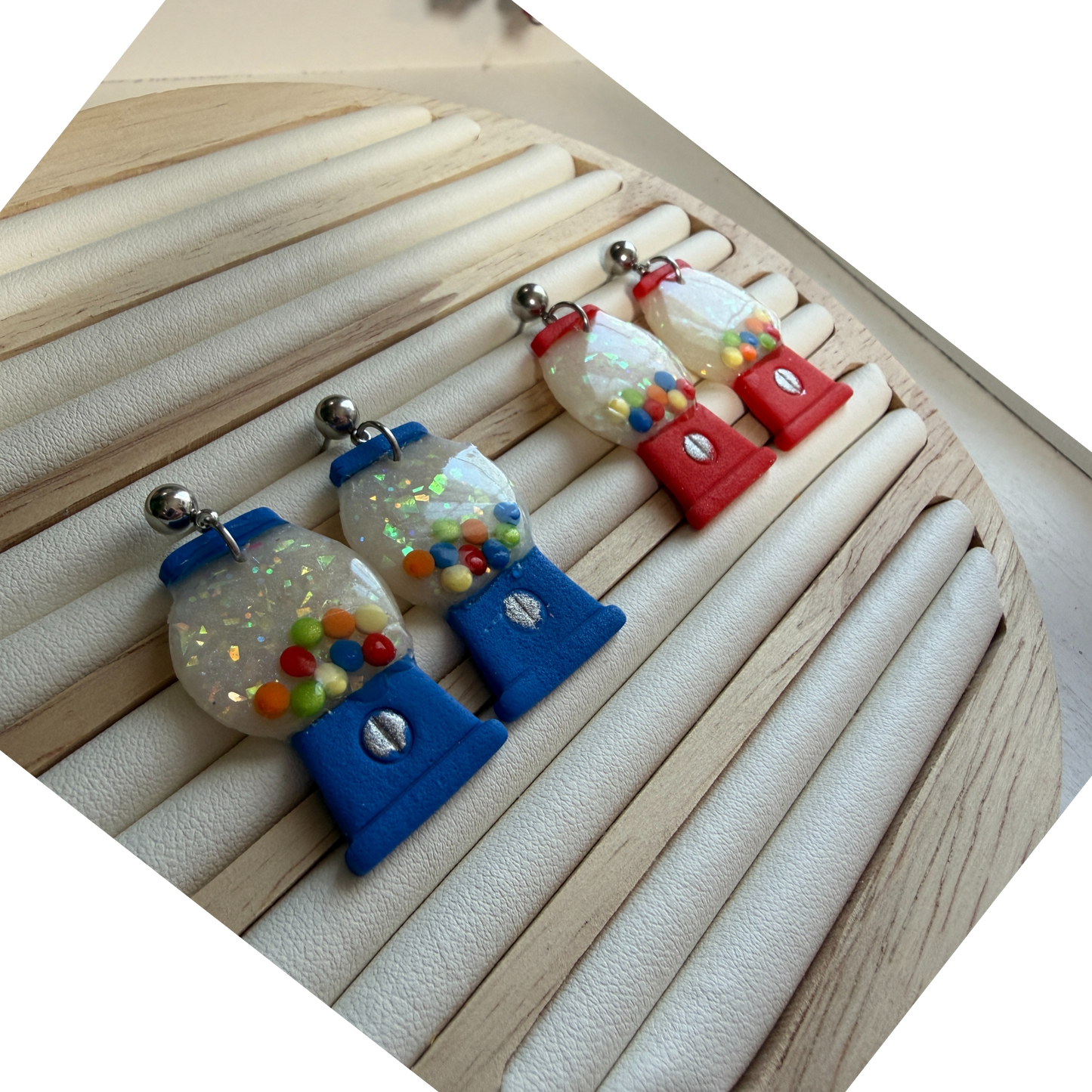 Gumball Machine Dangle Polymer Clay Earrings Earrings