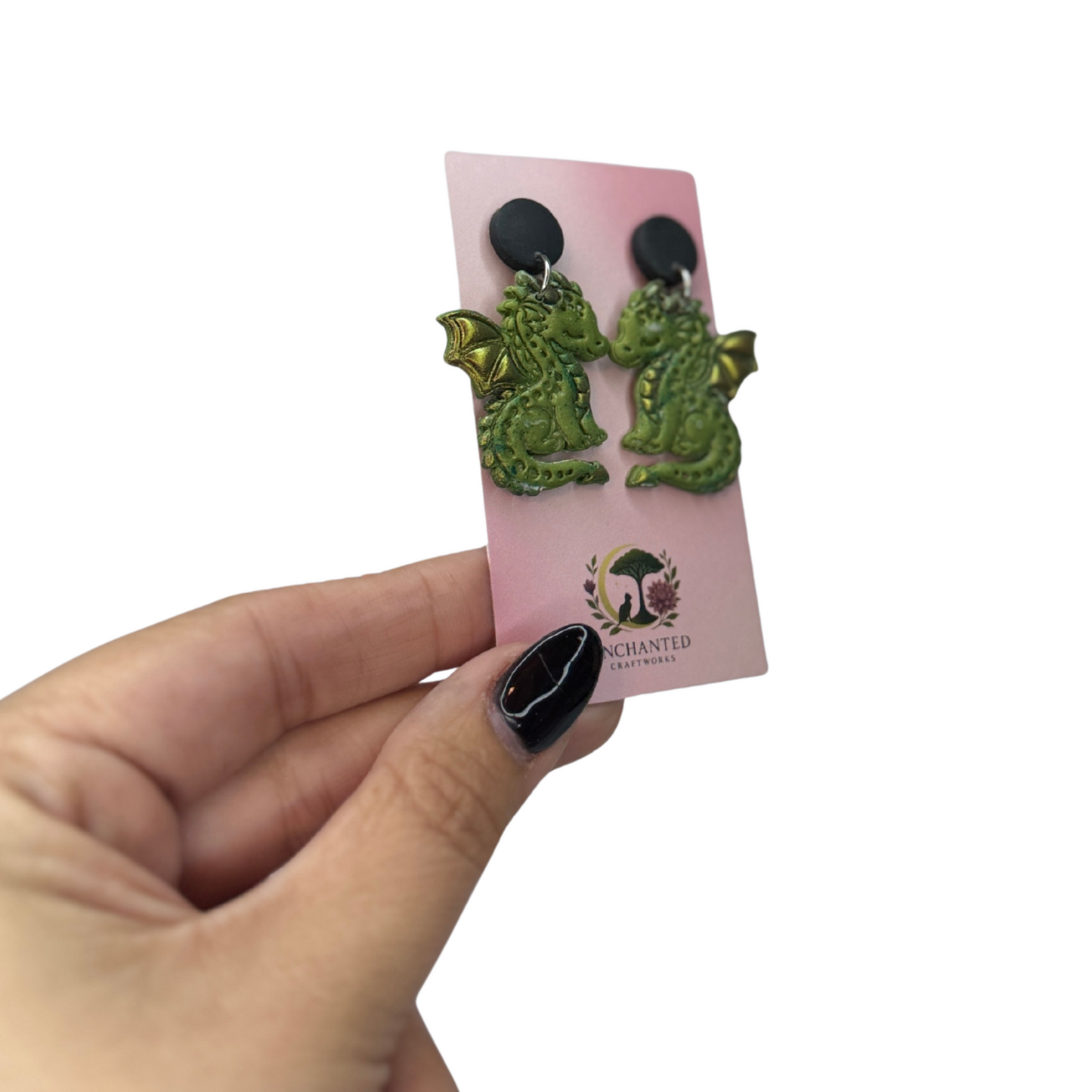 Cute Dragon Earrings | Fantasy Dragon Dangles | Dragon Lover Gift | Mythical Creature Earrings | Green Dragon Jewelry | Nerdy Gift