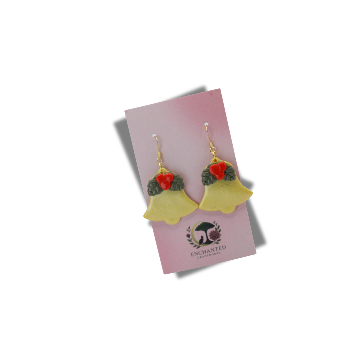 Gold Holy Bell Polymer Clay Dangle Earrings