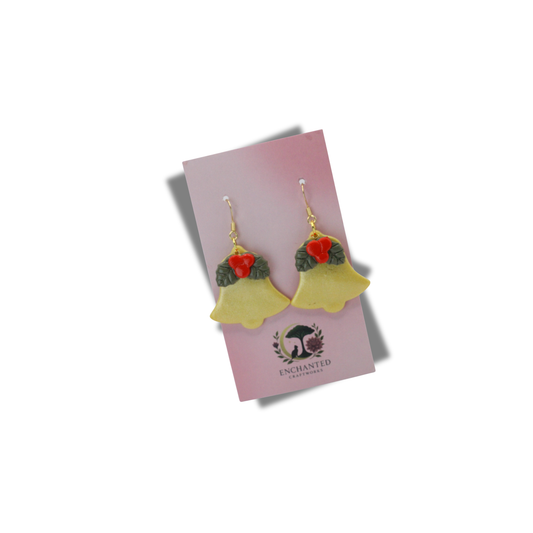 Gold Holy Bell Polymer Clay Dangle Earrings