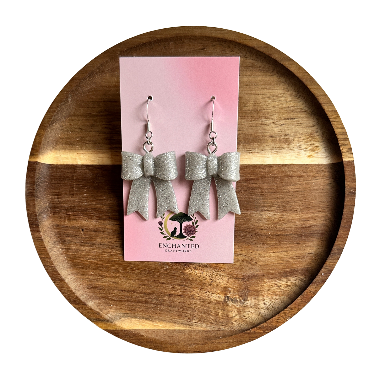 Classic Hand-Folded Bow Polymer Clay Dangle Earrings