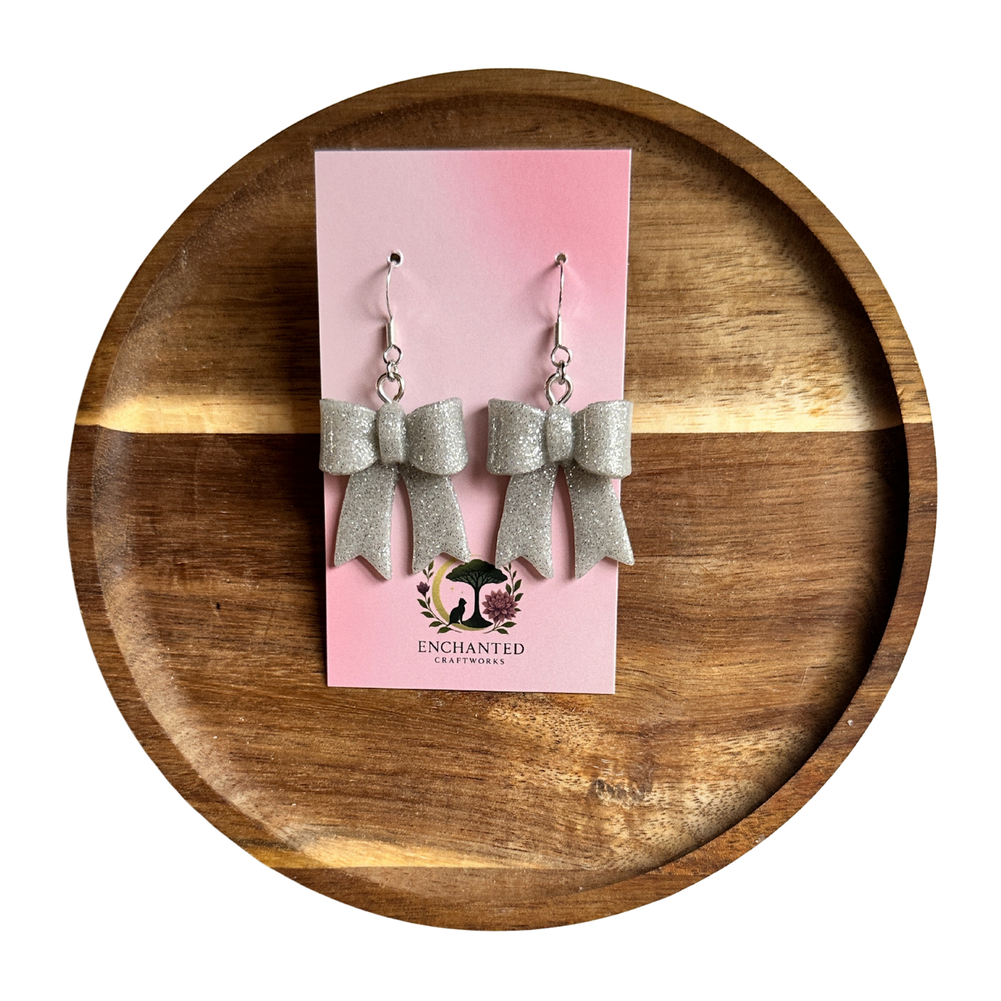 Classic Hand-Folded Bow Polymer Clay Dangle Earrings