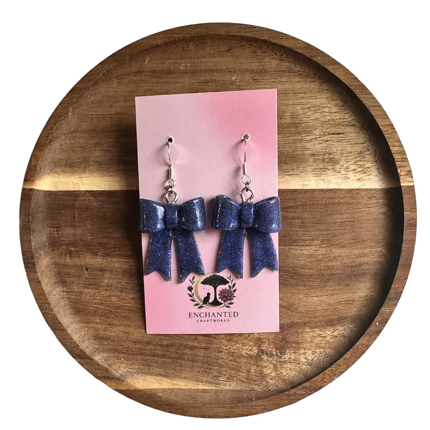 Classic Hand-Folded Bow Polymer Clay Dangle Earrings