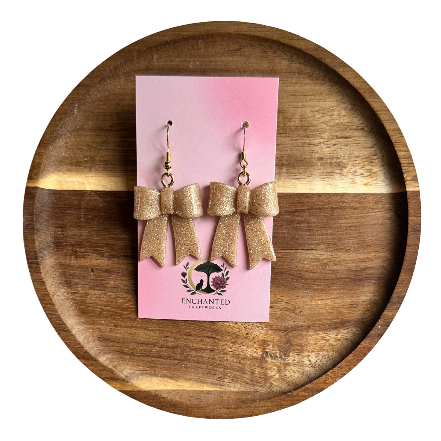 Classic Hand-Folded Bow Polymer Clay Dangle Earrings