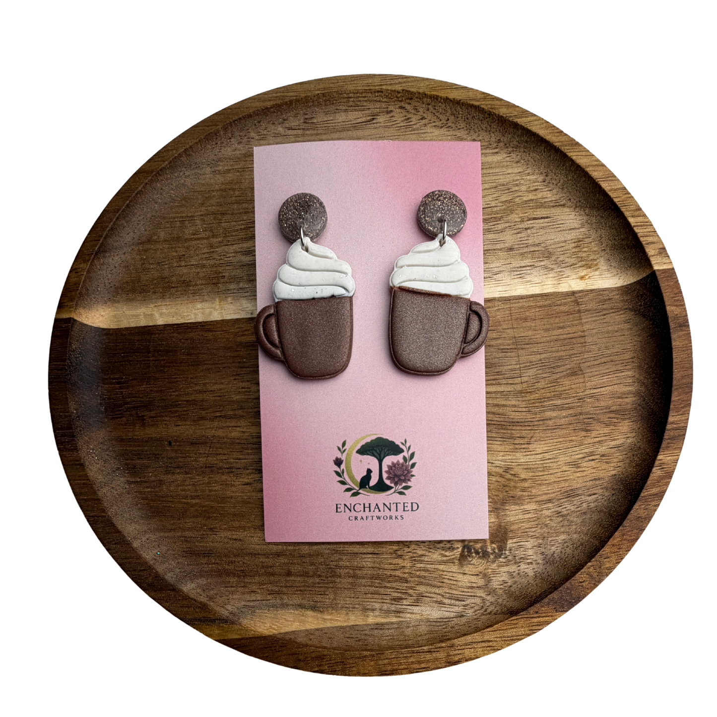 Cozy Hot Cocoa Mug Earrings – Handmade Polymer Clay Jewelry