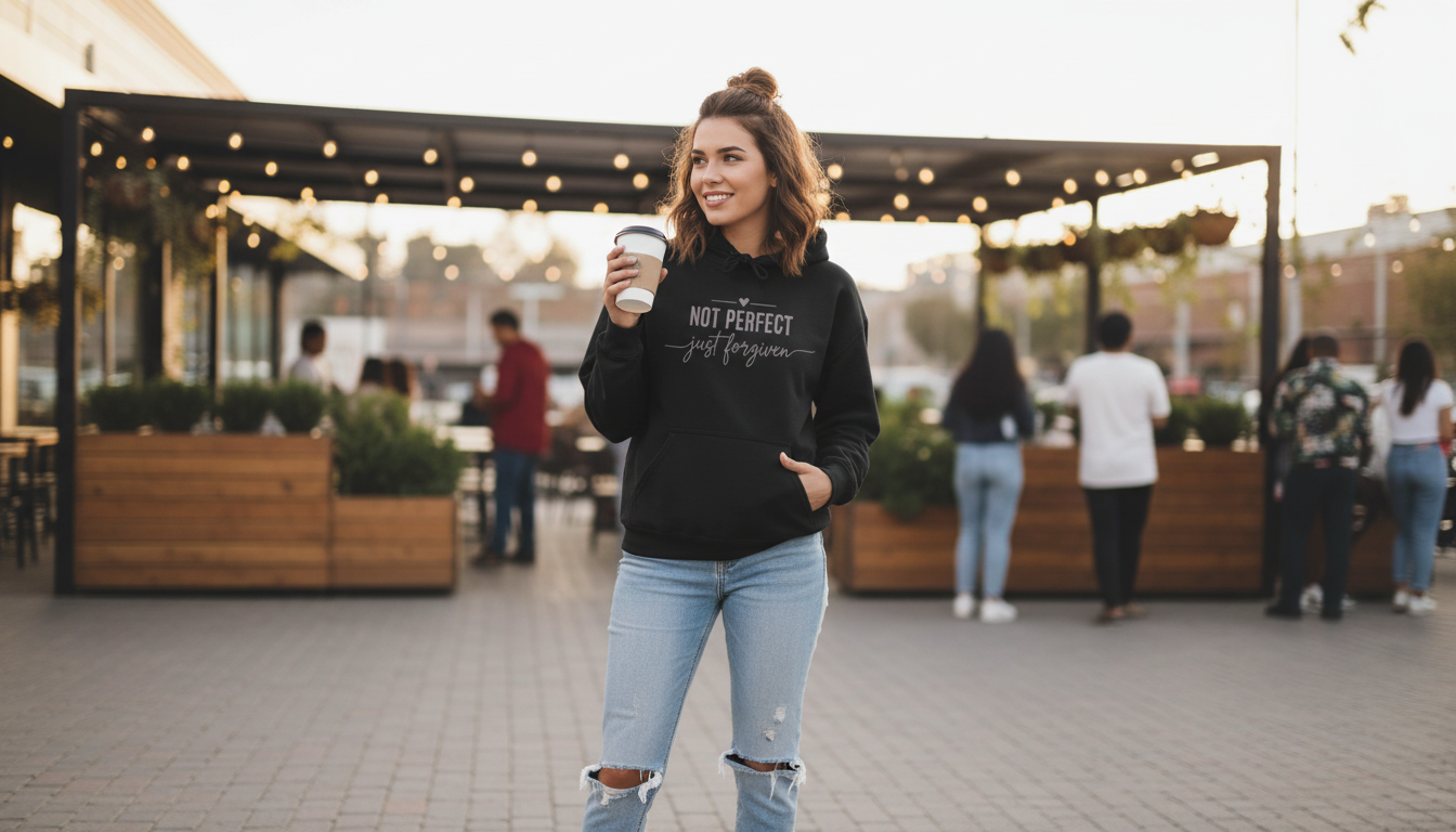 "Not Perfect, Just Forgiven” Hoodie – Cozy Faith-Inspired Comfort Wear