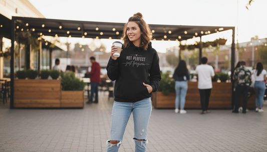 "Not Perfect, Just Forgiven” Hoodie – Cozy Faith-Inspired Comfort Wear
