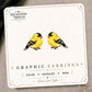 American Goldfinch Stud Earrings on the tilted Enchanted Nomad Designs card
