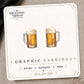 Beer Mug Stud Earrings on the tilted Enchanted Nomad Designs card