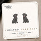 Black Labrador Puppy Stud Earrings on the tilted Enchanted Nomad Designs card