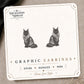 Black Smoke Maine Coon Cat Stud Earrings on the tilted Enchanted Nomad Designs card