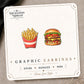 Burger & Fries Stud Earrings on the tilted Enchanted Nomad Designs card