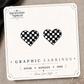 Checkerboard Heart Stud Earrings on the tilted Enchanted Nomad Designs card