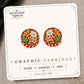Christmas Cookie Tin Stud Earrings on the tilted Enchanted Nomad Designs card