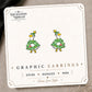 Christmas Tree Goose Stud Earrings on the tilted Enchanted Nomad Designs card