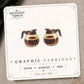 Coffee Pot Stud Earrings on the tilted Enchanted Nomad Designs card