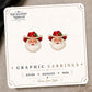 Cowboy Santa Stud Earrings on the tilted Enchanted Nomad Designs card