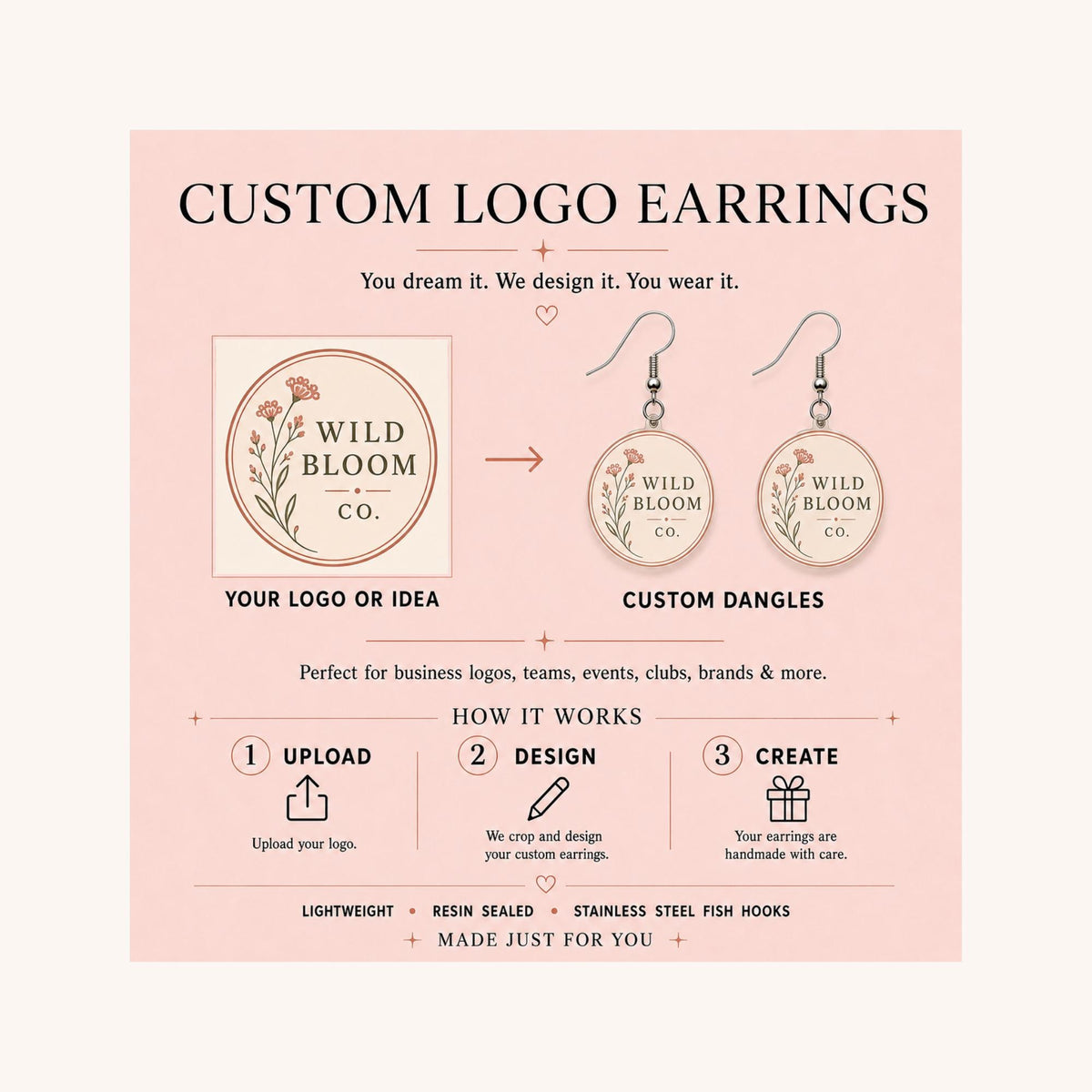 Custom Logo Dangle Earrings example