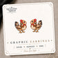 Cute Farm Hen Stud Earrings on the tilted Enchanted Nomad Designs card