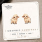 Cute Farm Lamb Stud Earrings on the tilted Enchanted Nomad Designs card