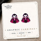 Cute Vampire Stud Earrings on the tilted Enchanted Nomad Designs card