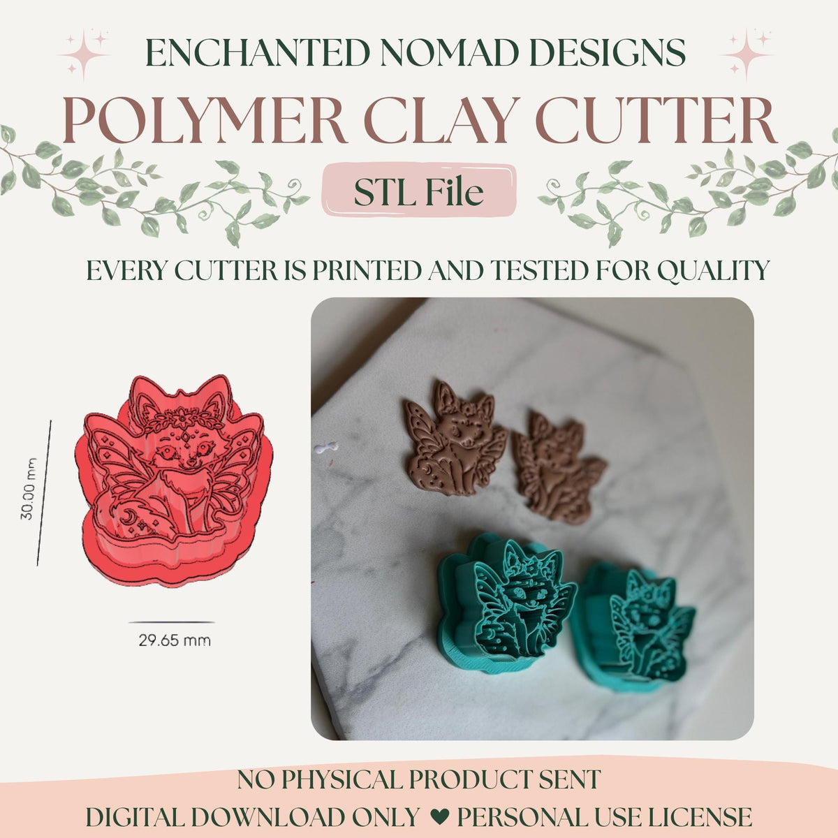 Fairy Fox Clay Cutter STL — 30 mm preview 2