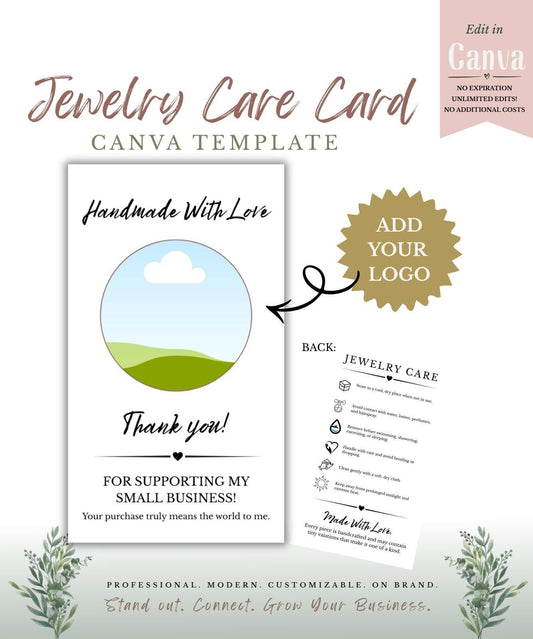 Handmade With Love Thank You Card — Canva Template preview 1