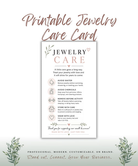 Printable Jewelry Care Card — PNG Download preview 1