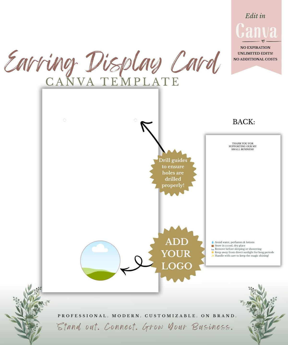 Earring Display Card — Canva Template preview 1