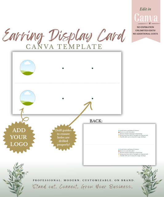 Stud Earring Display Card — Canva Template preview 1