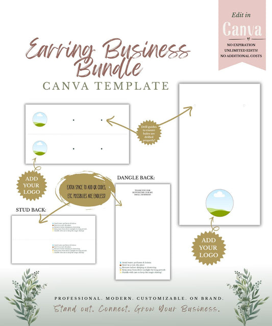 Earring Business Packaging Bundle — Canva Templates preview 1