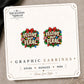 Festive But Feral Christmas Stud Earrings on the tilted Enchanted Nomad Designs card