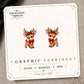 Festive Christmas Reindeer Stud Earrings on the tilted Enchanted Nomad Designs card
