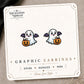 Ghost & Bat Stud Earrings on the tilted Enchanted Nomad Designs card