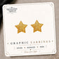 Gold Glitter Star Stud Earrings on the tilted Enchanted Nomad Designs card