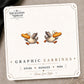 Goose with Bread Stud Earrings on the tilted Enchanted Nomad Designs card