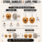 General graphic earring style and size guide with example designs