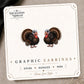Graphic Turkey Stud Earrings, Woodland Bird Nature Lover Gift on the tilted Enchanted Nomad Designs card
