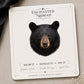 Black Bear Head Earrings & Pin on a branded display card