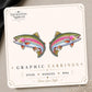 Rainbow Trout Earrings & Pins on original display card