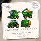 Farm Equipment Earrings & Pins on original display card