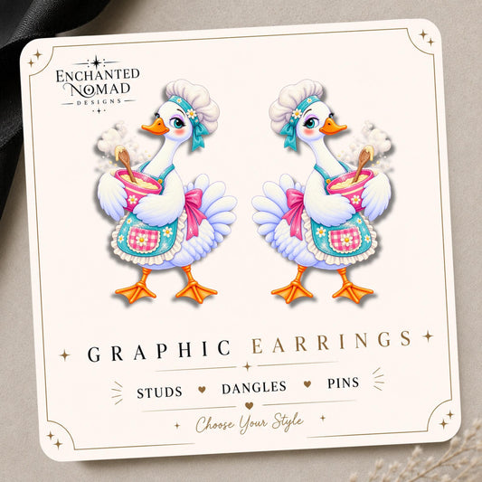 Baker Goose Earrings & Pins on original display card