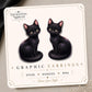 Sitting Black Cat Earrings & Pins on original display card