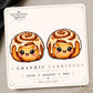 Iced Cinnamon Roll Earrings & Pins on original display card