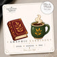 Book and Coffee Earrings on original display card