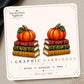 Pumpkin Book Lover Earrings & Pins on original display card