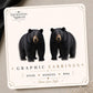 Black Bear Earrings & Pins on a branded display card