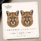 Cougar earrings and pins on a branded display card